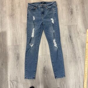 Aeropostale Jeans Women 8 Blue High Rise Jegging Distressed Stretch Denim